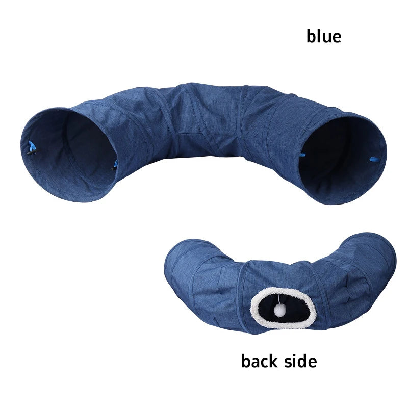 Foldable Cat Tunnel and Cushion Set — Interactive Hide and Seek Pet Toy