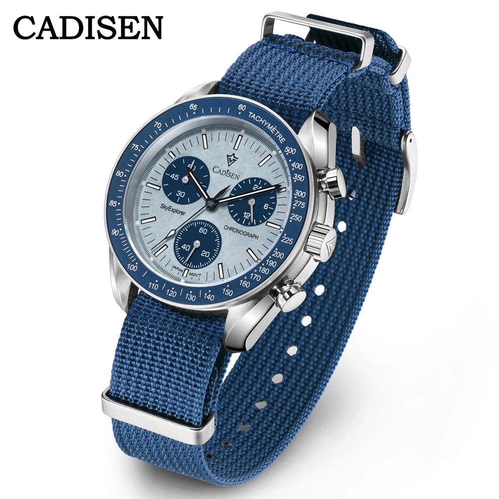 Cadisen Men's Luxury Chronograph Watch — Sapphire Crystal & Canvas Strap