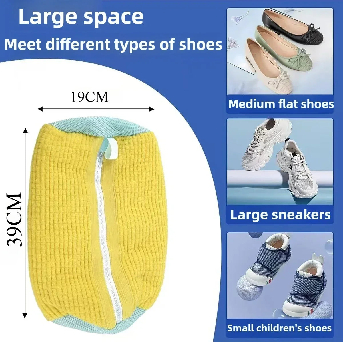 Machine Washable Shoe Laundry Bag — Durable Polyester Protector with Adjustable Strap