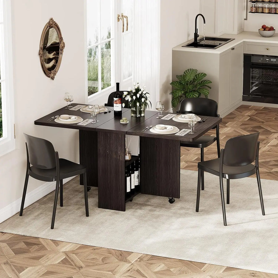 Garvee Extendable Drop Leaf Dining Table — Space-Saving Design with Storage