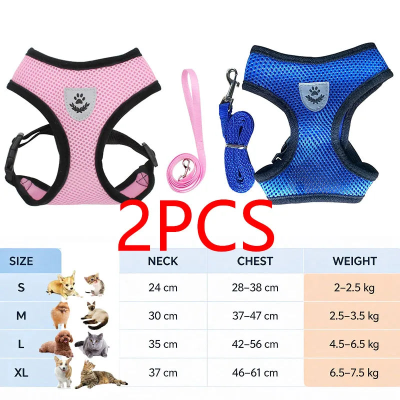 Anti-Escape Cat Harness and Leash Set — Reflective Pet Vest with Quick Release