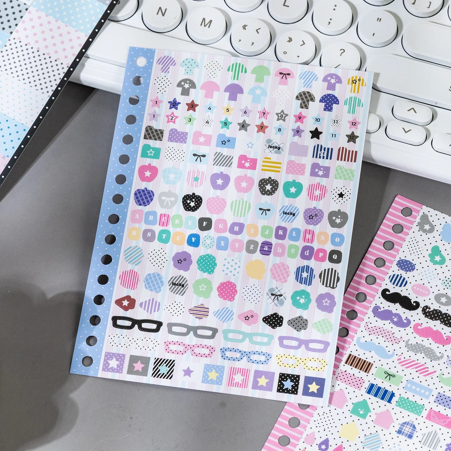 Cute Cardiac Wave PET Stickers — 30 Sheets of Decorative Scrapbooking Material