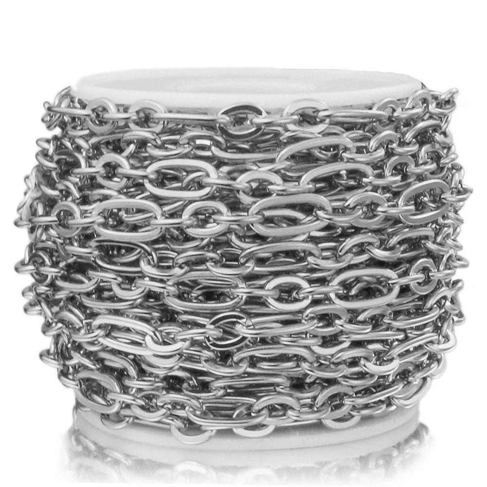 Alisaya Stainless Steel Rolo Cable Chain — 1 Meter DIY Jewelry Making Supply