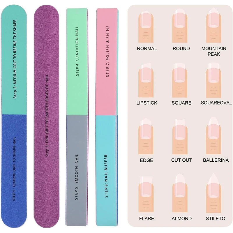 Professional 7-Way Nail Buffer Block — Multi-Sided Manicure Sanding Tool