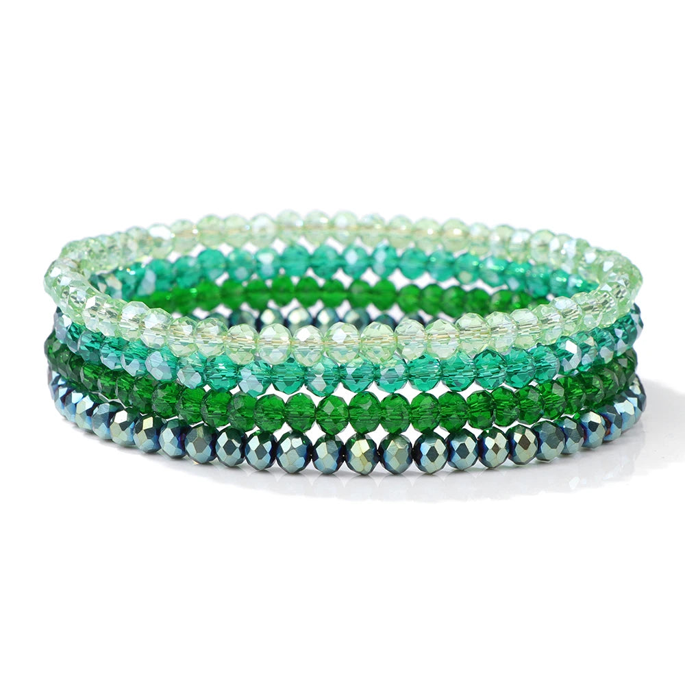 vinswet Crystal Bead Bracelet Set — Elegant Gold Tone Jewelry for Women