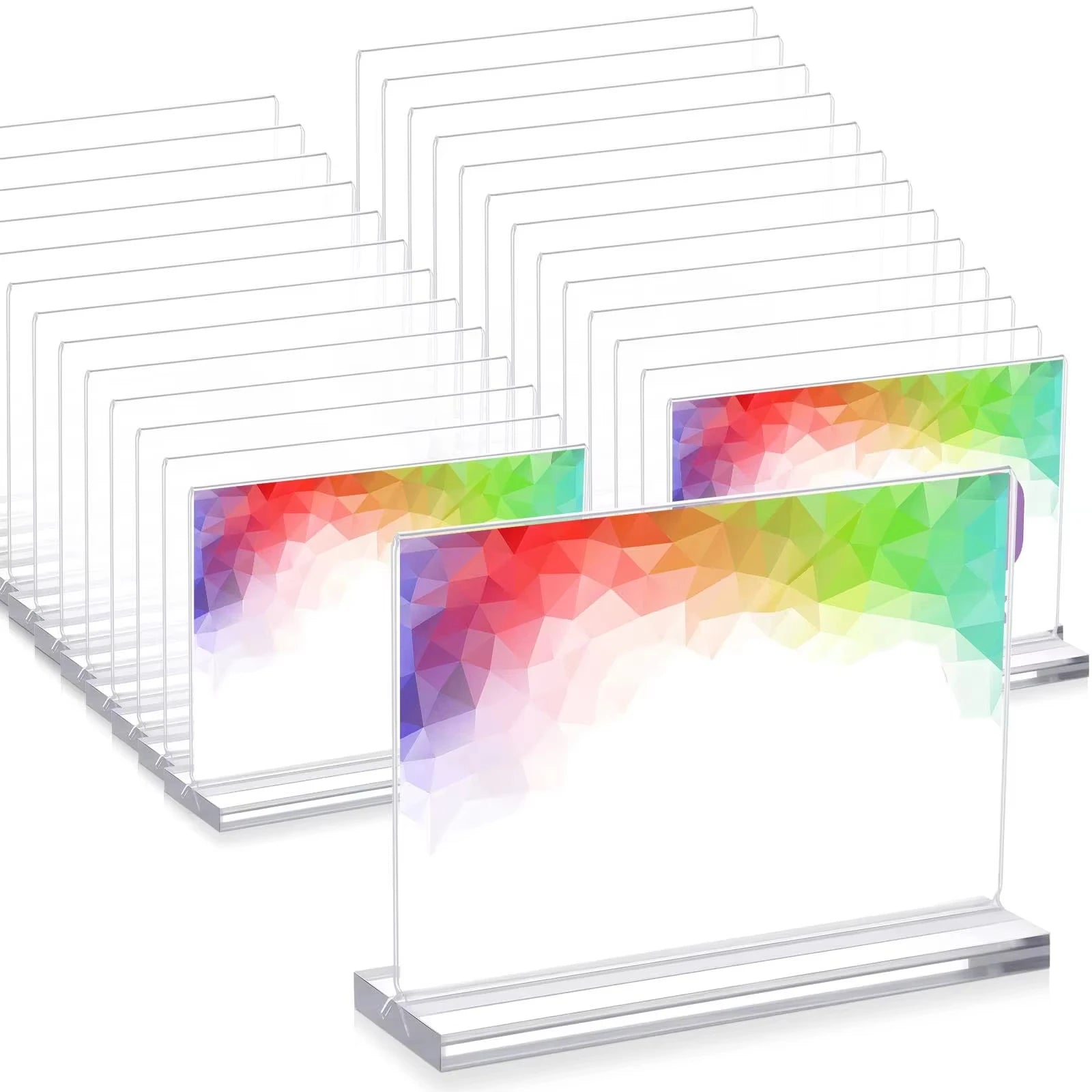 Double-Sided Acrylic Sign Holder — Clear Tabletop Menu Display Stand