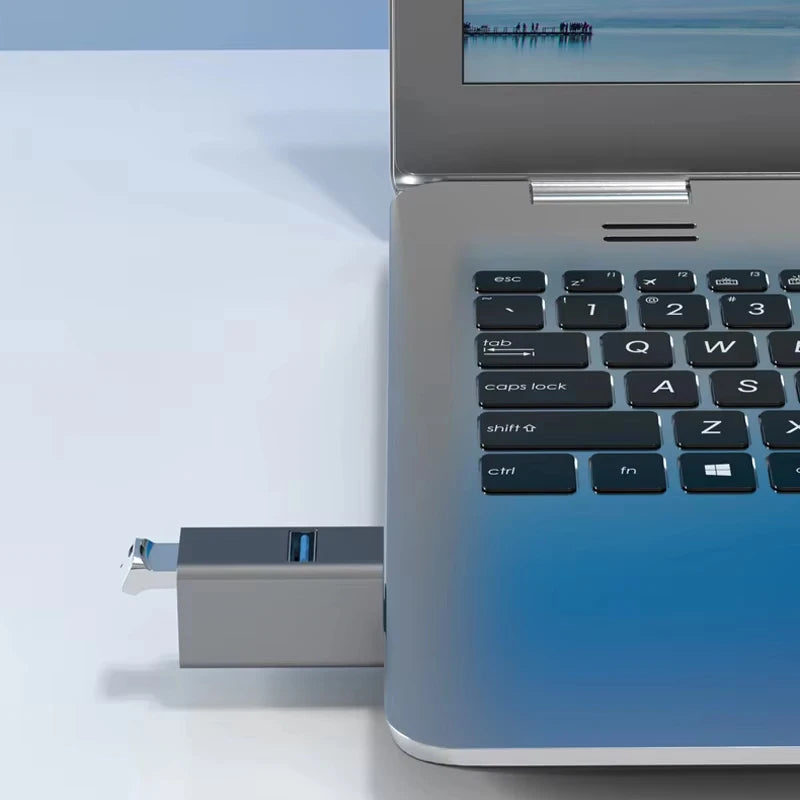 3-Port High Speed USB Hub — Compact Data Transfer Splitter for Laptops