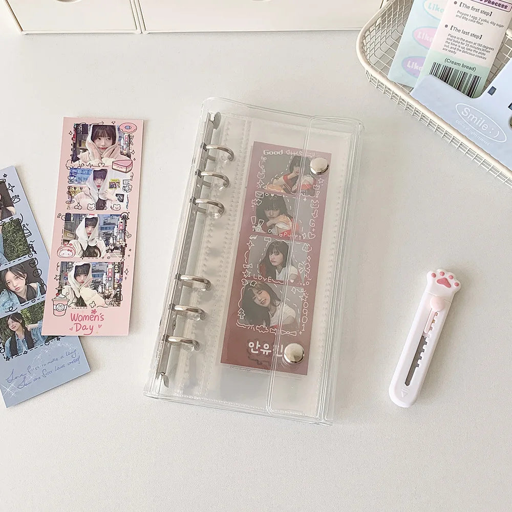 HarPaper Glitter Photo Booth Album — Clear A6 Binder for 2x6 Inch Photo Strips