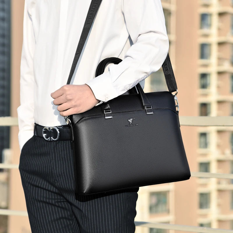 Leather Executive Briefcase — Professional 15.6 Inch Laptop Portfolio