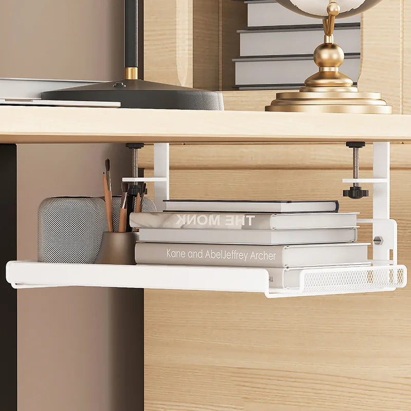 SMHXIANGQIANJIN Under Desk Cable Management Tray — No-Drill Steel Wire Organizer
