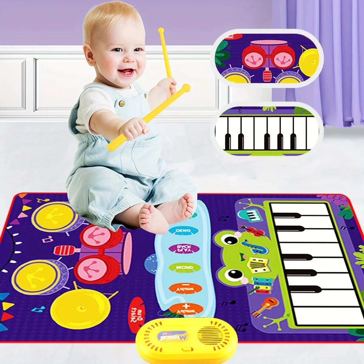 Piano and Drum Set Play Mat — Musical Sensory Instrument for Kids