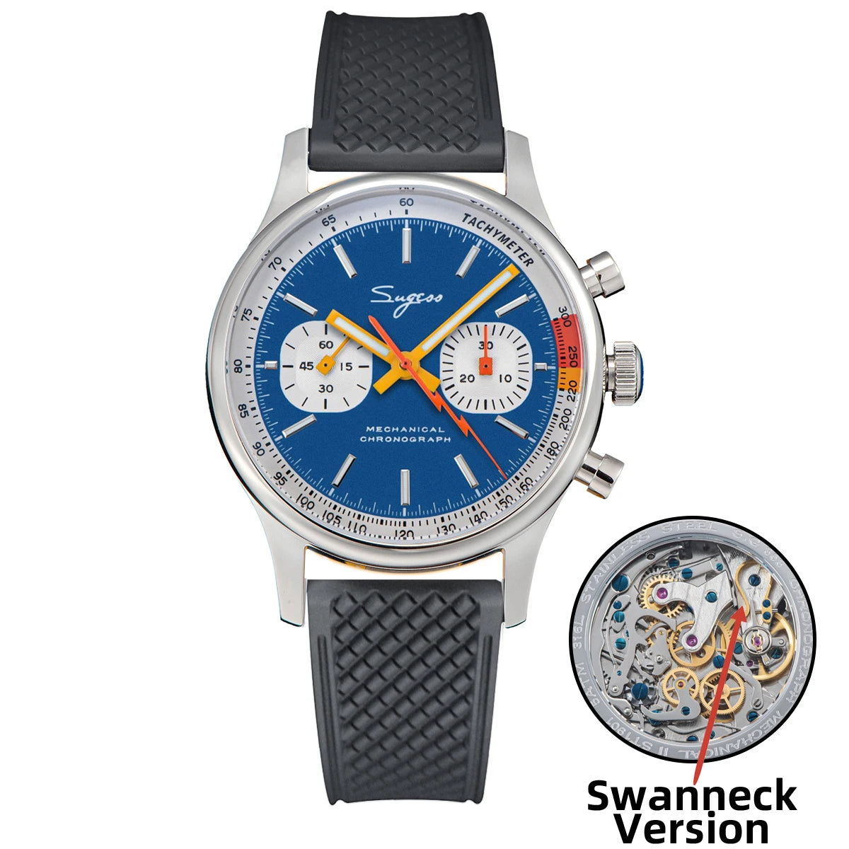 SUGESS Pilot Chronograph Watch — Mechanical Seagull Movement & Sapphire Crystal