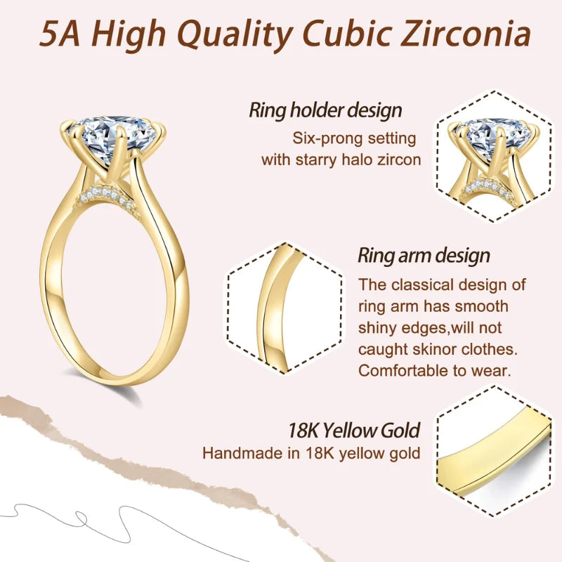 YUKOOL Cubic Zirconia Halo Ring — 18K Gold Plated Elegant Wedding Jewelry