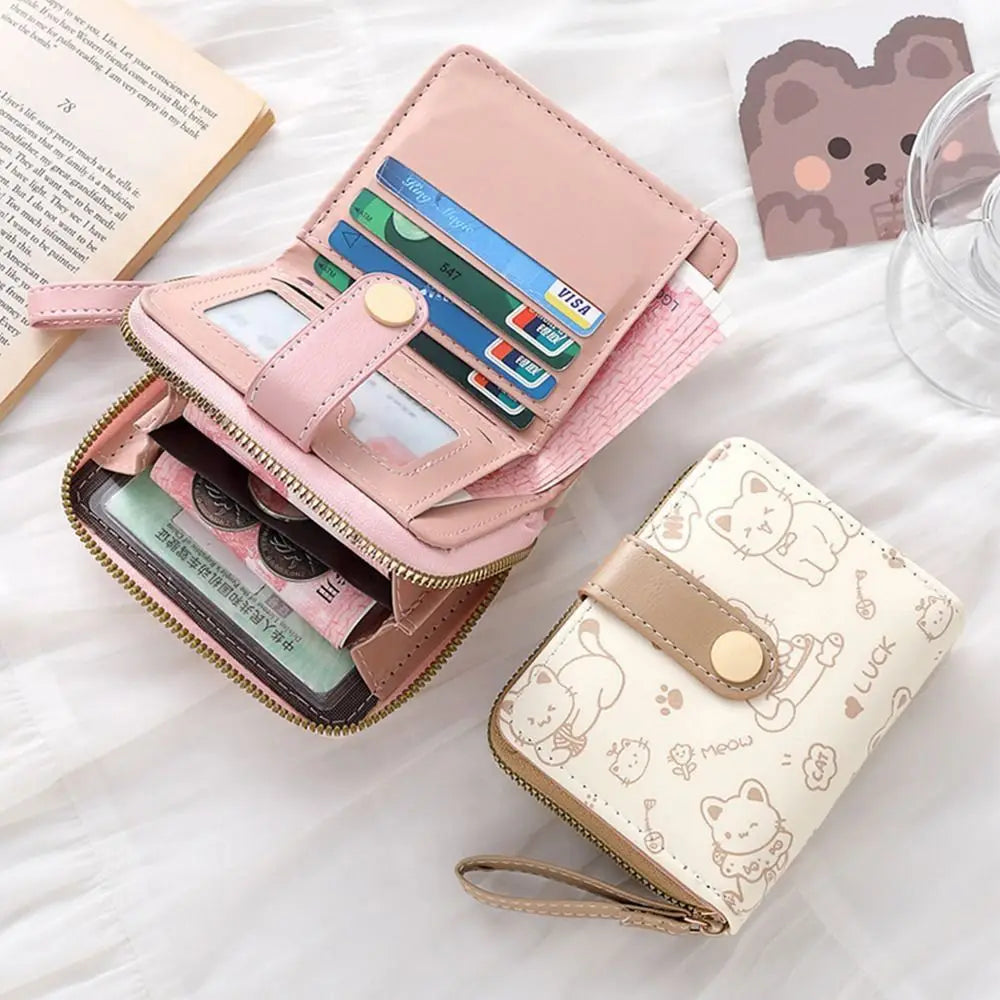 Cute Cat Coin Purse — Compact PU Leather Wallet for Women
