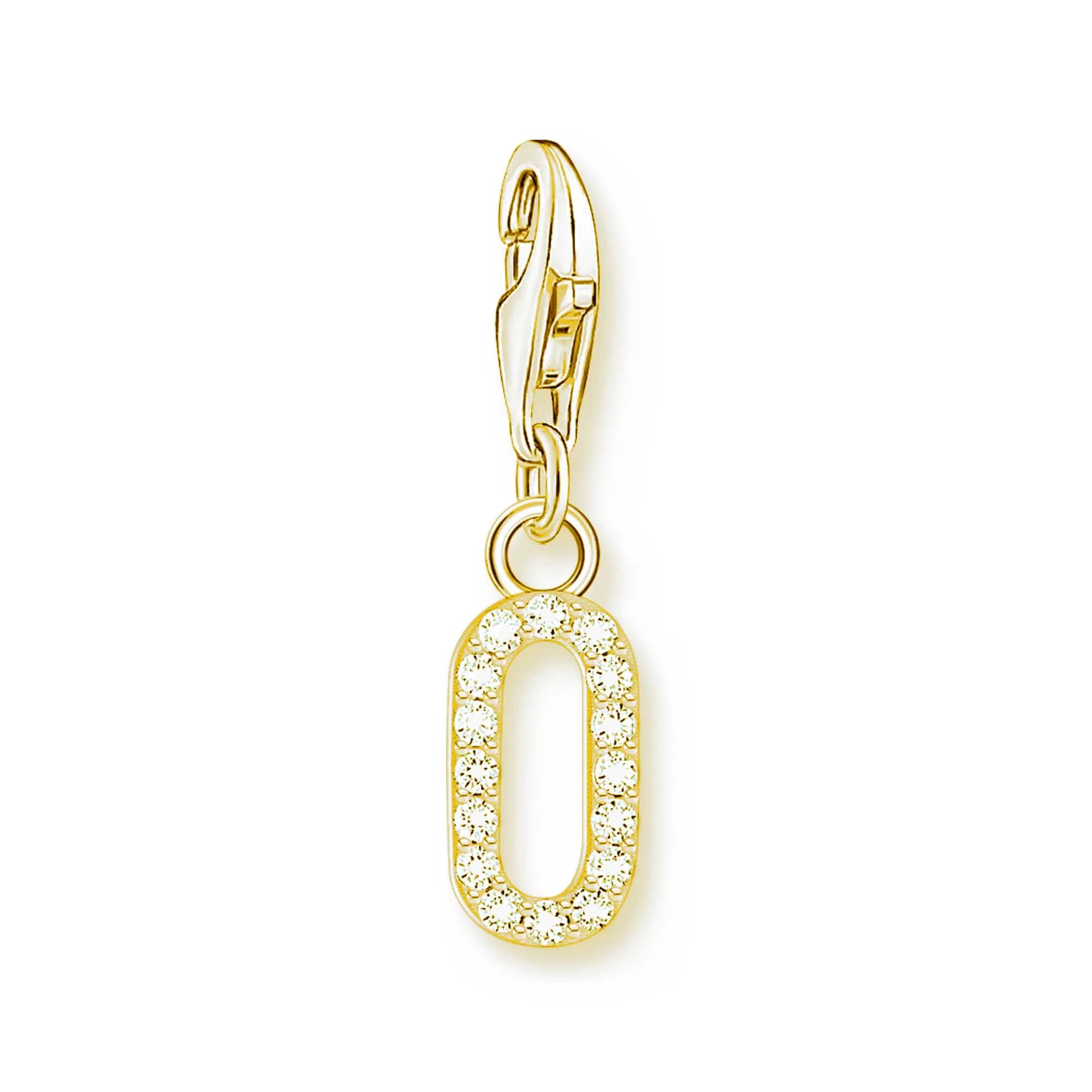 Thaddaeus Gold Plated Number Letter Charm — 925 Sterling Silver Zirconia Pendant