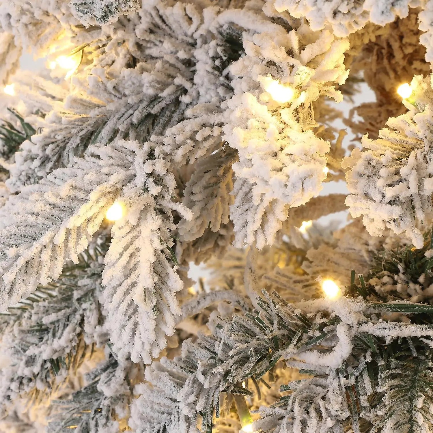 Garvee Snow Flocked Slim Pencil Christmas Tree — Pre-Lit Space Saving Decor