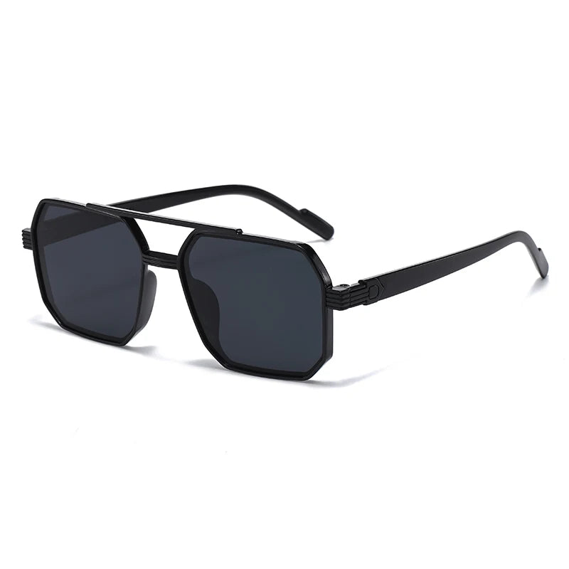 Julyrays Polygonal Double Beam Eyewear — Retro Trendy Large Frame Glasses