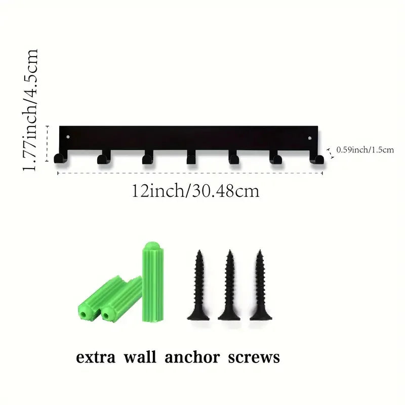 Minimalist Matte Black Key Holder — Wall Mounted Organizer with Hooks