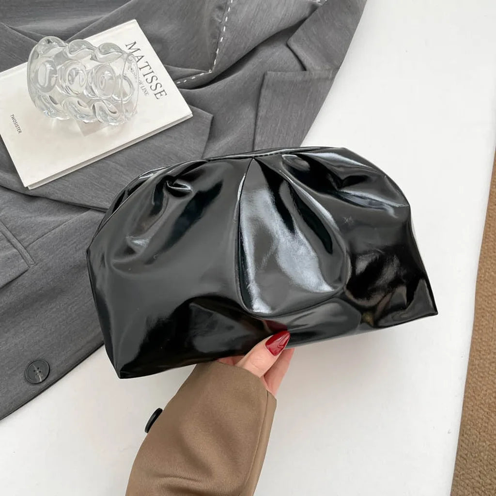 Metallic Ruched Cloud Clutch — Versatile Evening Handbag for Women