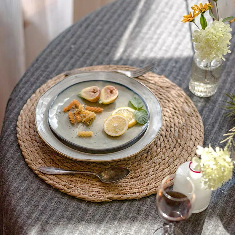 Handwoven Rattan Placemats — Round Heat Insulation Mats for Dining