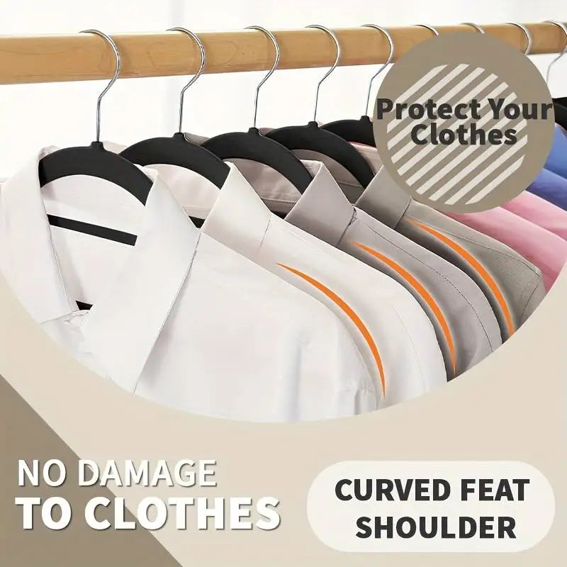 Velvet Flocked Clothing Hangers — Non-Slip Space Saving Closet Organizer