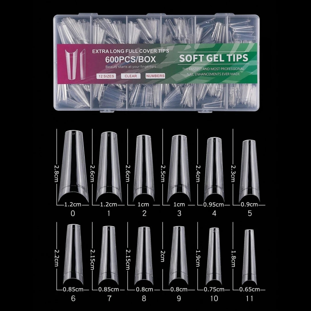 Half Cover Coffin Nail Tips — Professional French Style Acrylic Tips