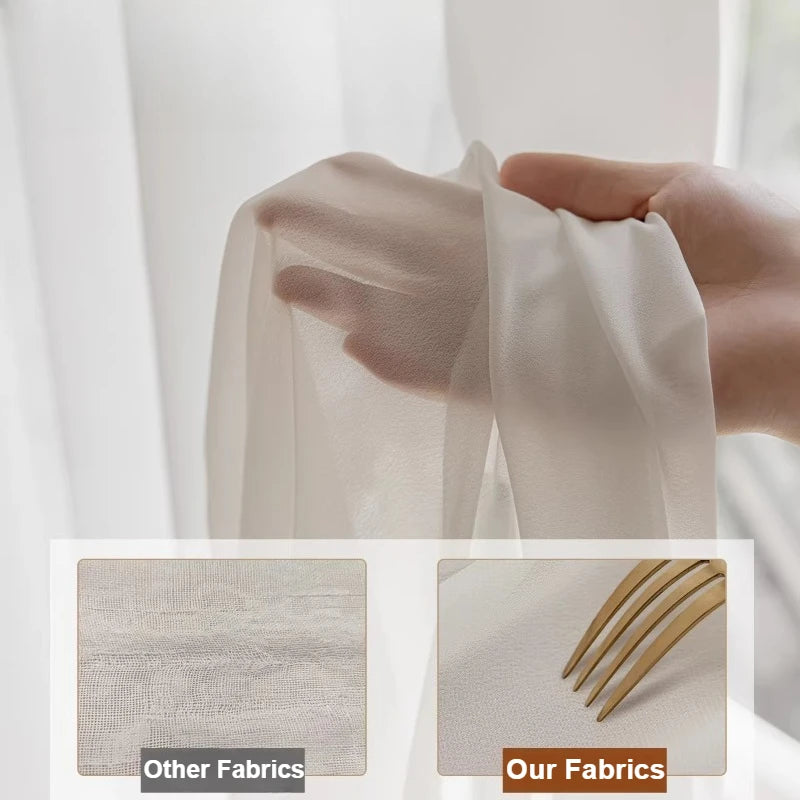 JESSANS Luxury White Tulle Curtains — Sheer Chiffon Voile Window Drapes