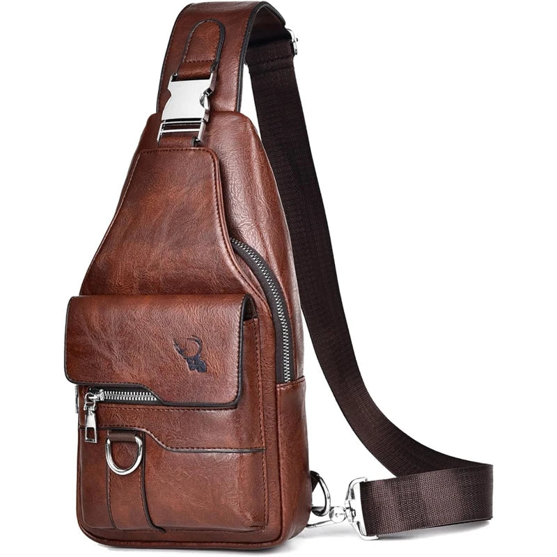 PU Leather Crossbody Sling Bag — Compact Chest Pack for Travel & Daily Use