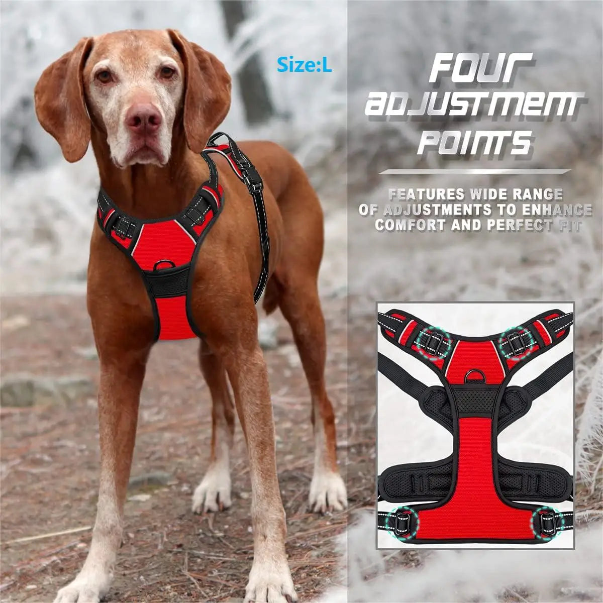 JTPAWS Adjustable No Pull Dog Harness — Reflective Vest with Front Clip