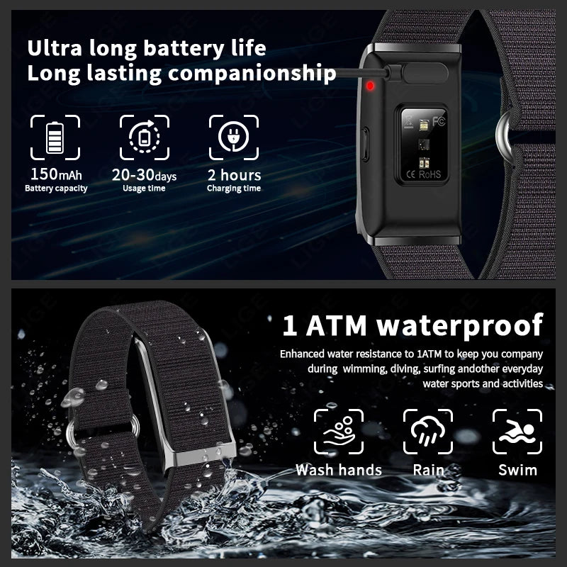 LIGE Smart Watch — Fitness Tracker with Heart Rate & Blood Oxygen Monitor