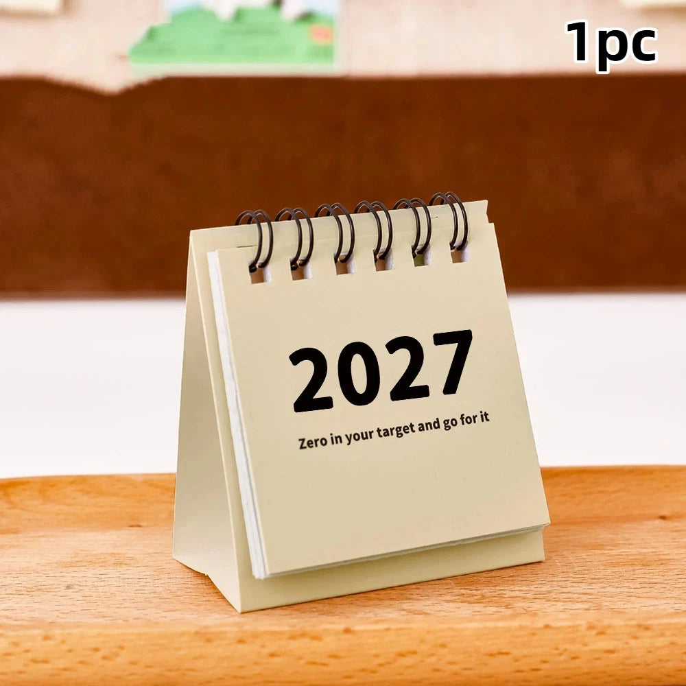 KOQZM 2027 Mini Desk Calendar — Portable Daily Planner for Home and Office
