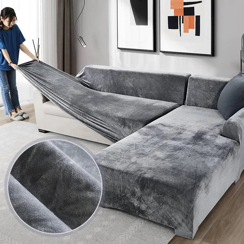 Velvet Stretch Sofa Cover — Protective Slipcover for 1-4 Seater Couches