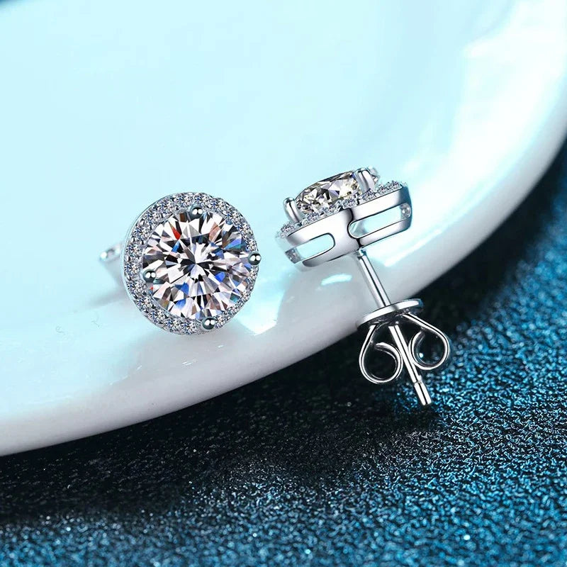tezzc Moissanite Stud Earrings — Sparkling 925 Sterling Silver Jewelry