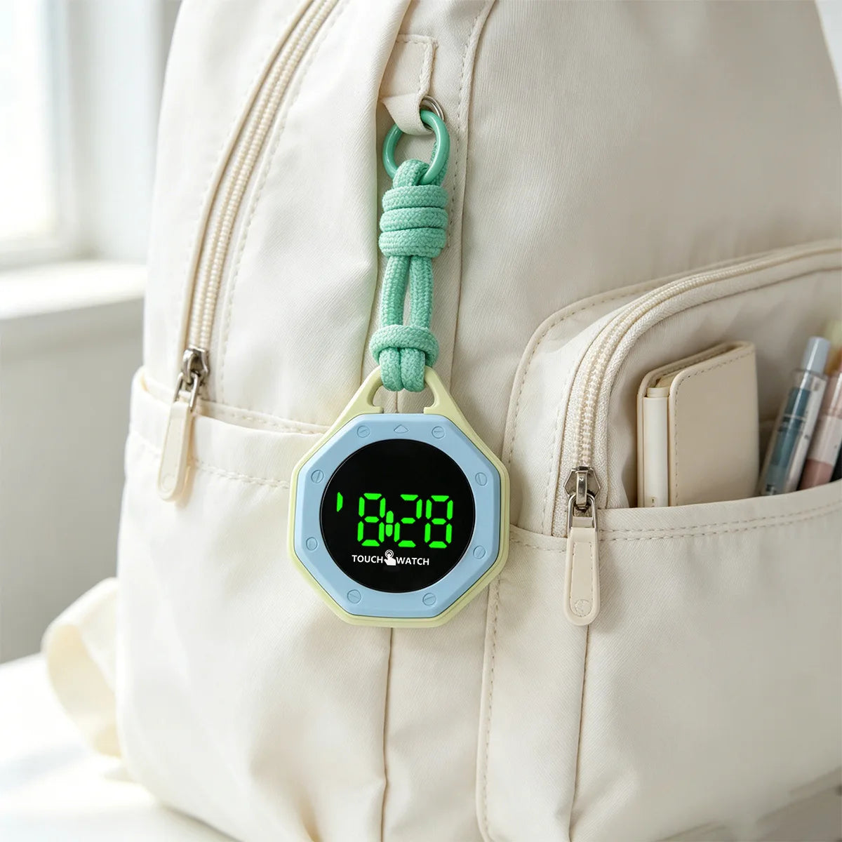 Portable Digital Pocket Watch — Silent Design with Night Light Display