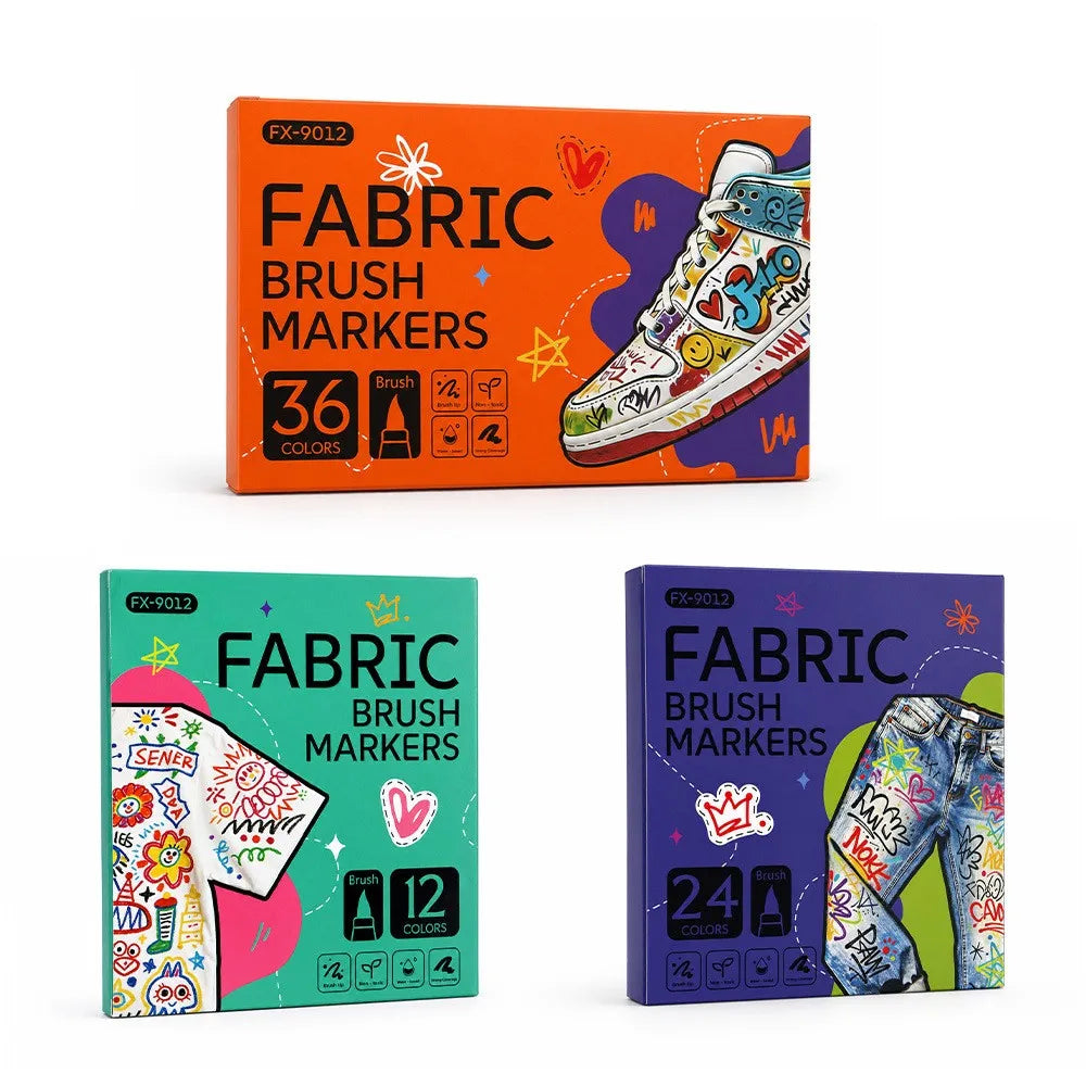 Permanent Fabric Marker Pens — Vibrant Liquid Ink Textile Art Set