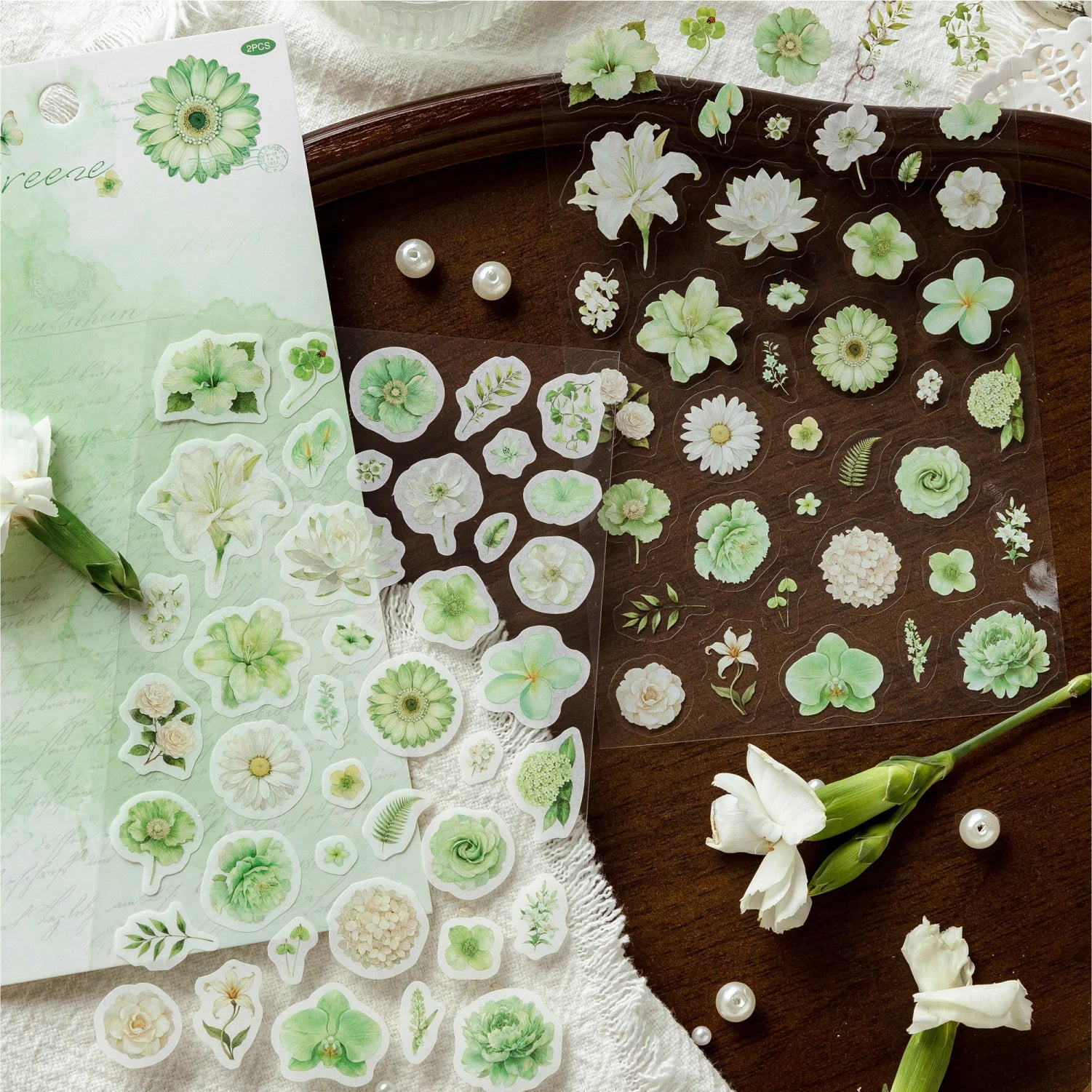 Large Floral Plant Stickers — Decorative Botanical Decals for Scrapbooking