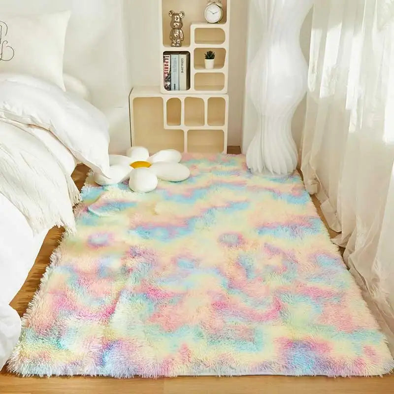 FORSWAN Rainbow Kids Area Rug — Soft Colorful Bedroom Floor Mat
