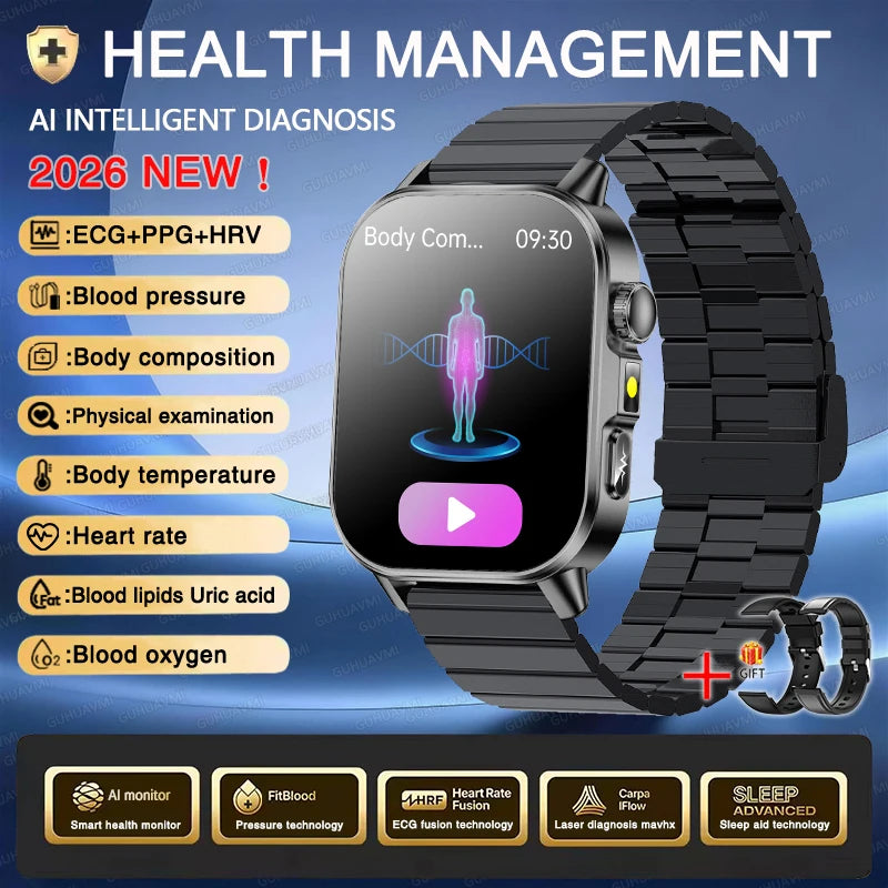 GUHUAVMI ECG Smart Watch — Advanced Health Monitoring & Bluetooth Call