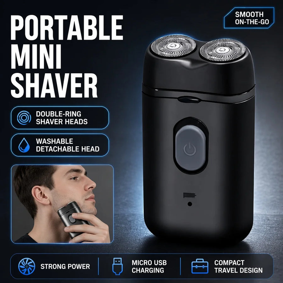 BESITO Men's Electric Portable Shaver — Double Headed 3D Rechargeable Razor