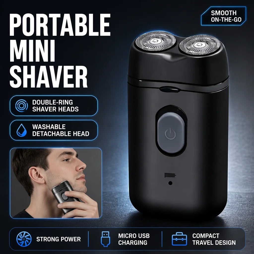 BESITO Men's Electric Portable Shaver — Double Headed 3D Rechargeable Razor