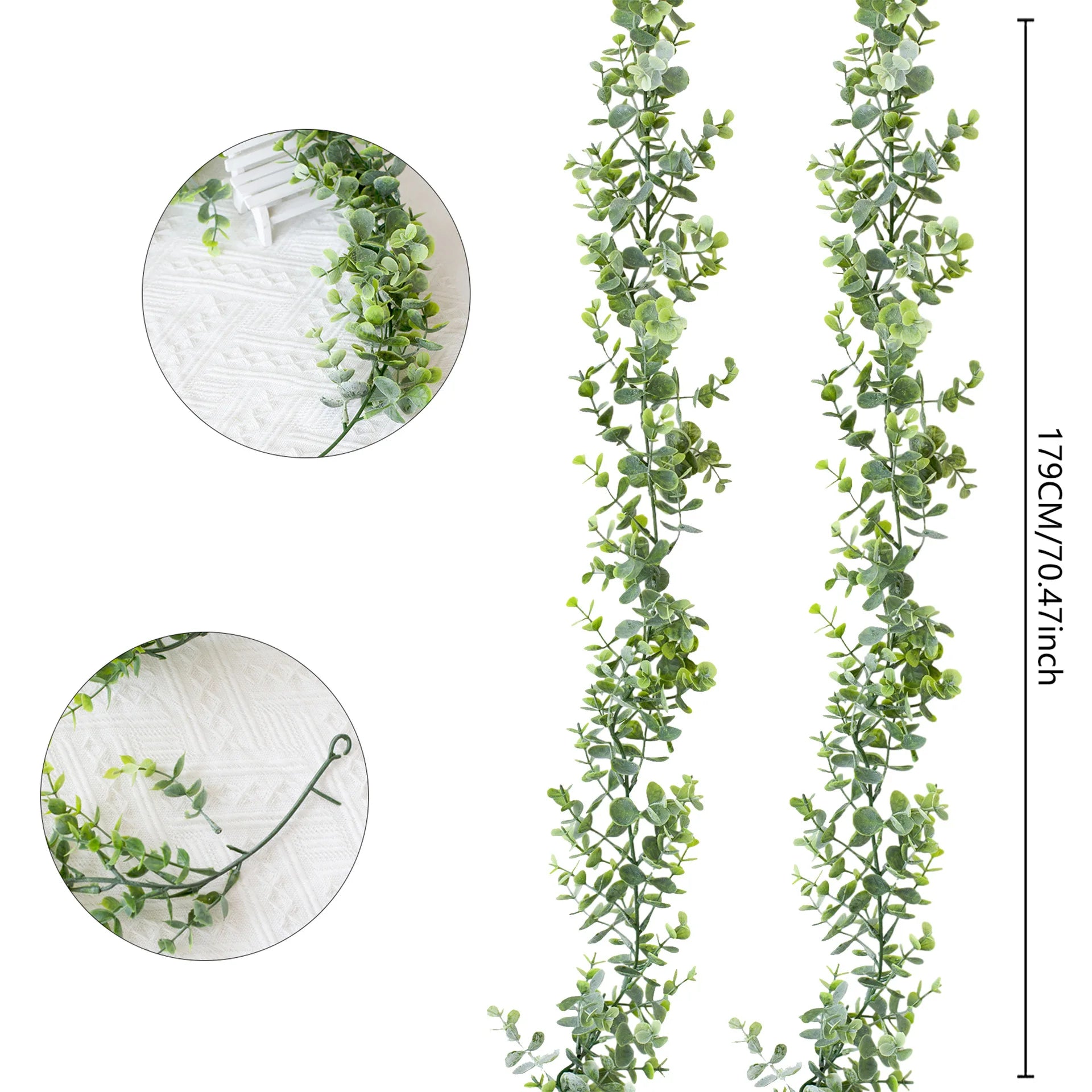 Artificial Eucalyptus Garland with White Flowers — Decorative Vine for Weddings & Home Decor