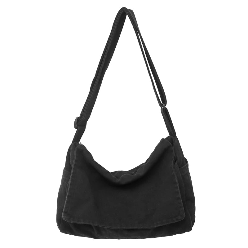 Men's Minimalist Messenger Bag — Large Capacity Canvas Shoulder Bag