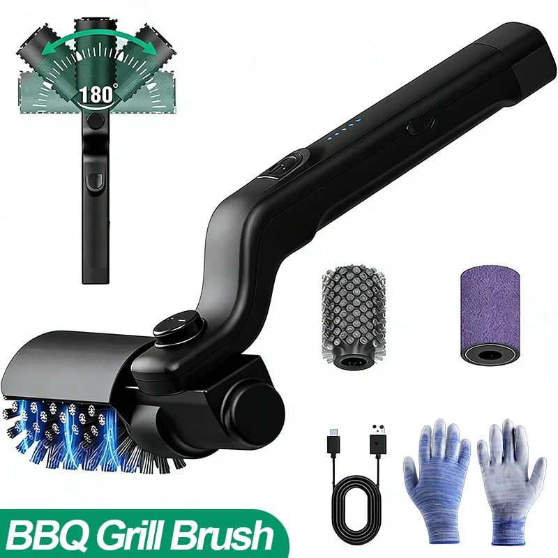 Electric BBQ Grill Brush — 3-Speed Adjustable Cleaner for Griddles