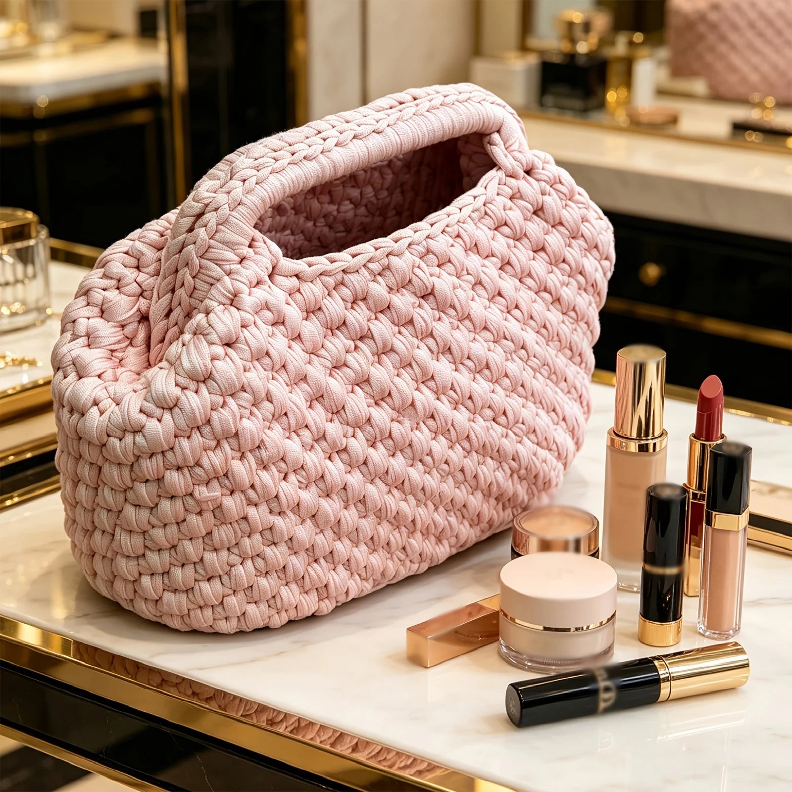 Handmade Crochet Woven Bag — Casual Summer Beach Clutch