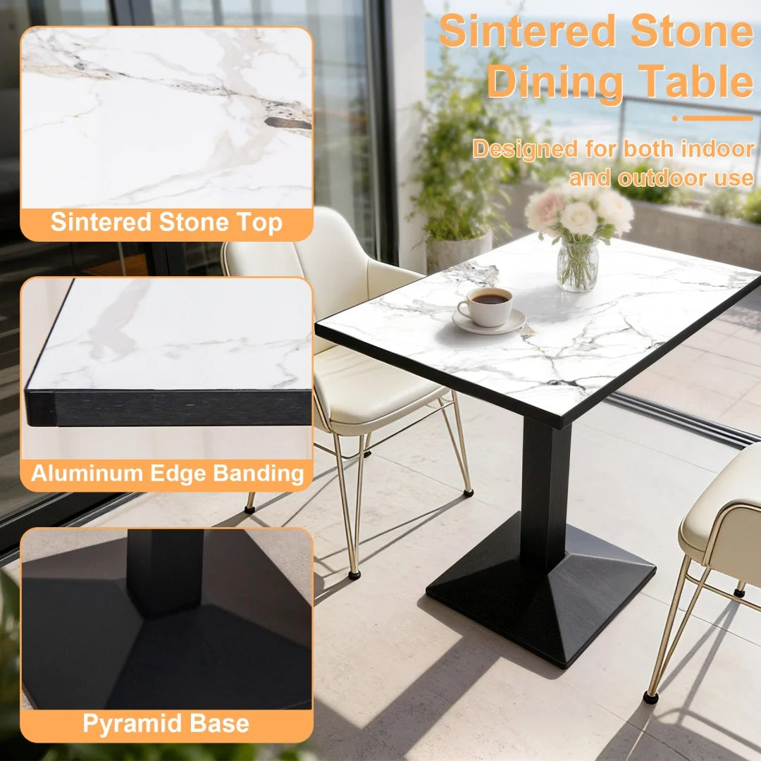 LUVODI Rectangular Sintered Stone Dining Table — Modern Bistro Design