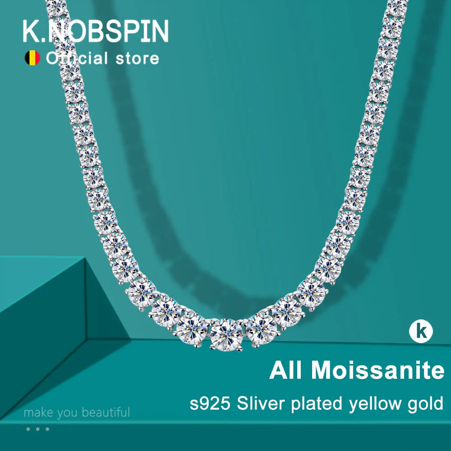 knobspin Moissanite Tennis Necklace — 18k Gold Plated Sterling Silver Jewelry