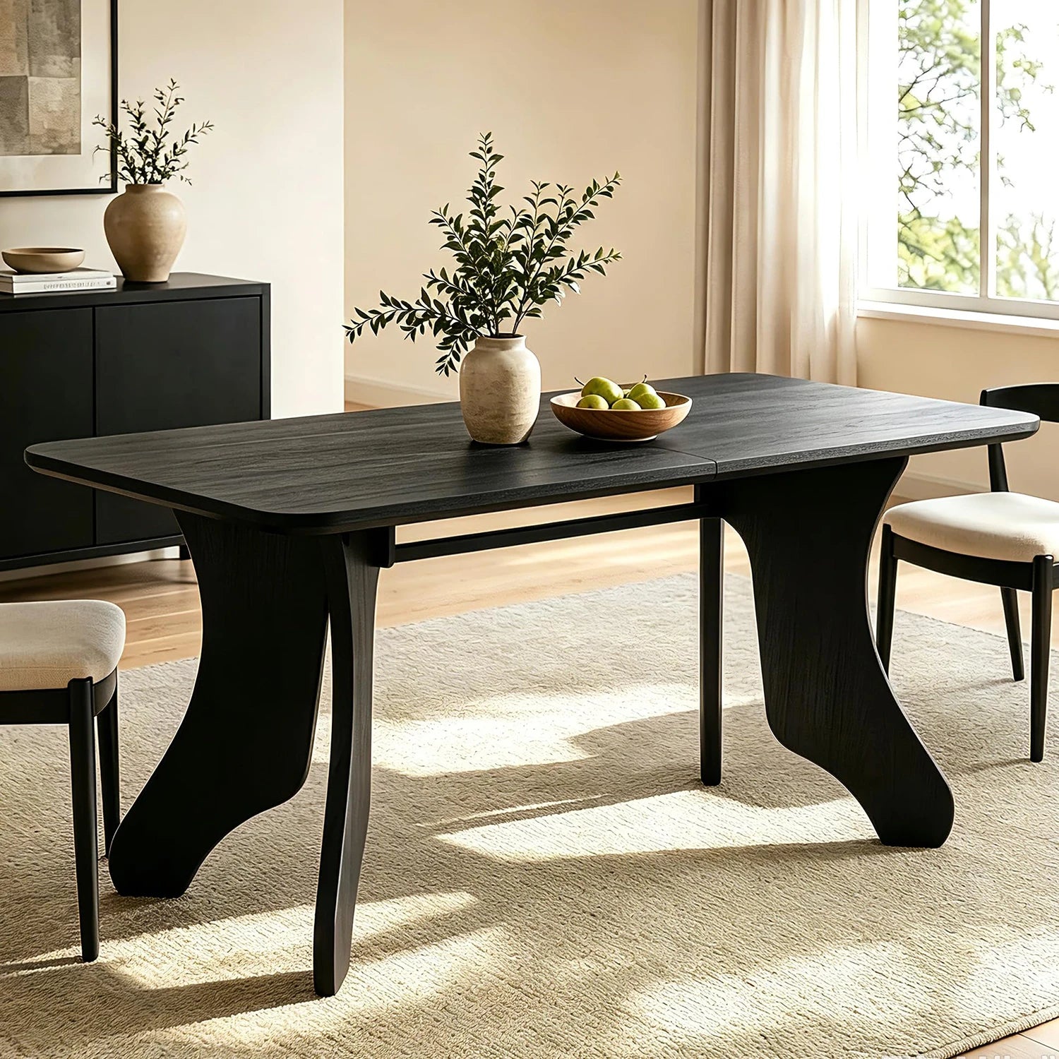 HiMISS 63 Inch Rectangular Dining Table — Modern Farmhouse Design with Antler Style Legs