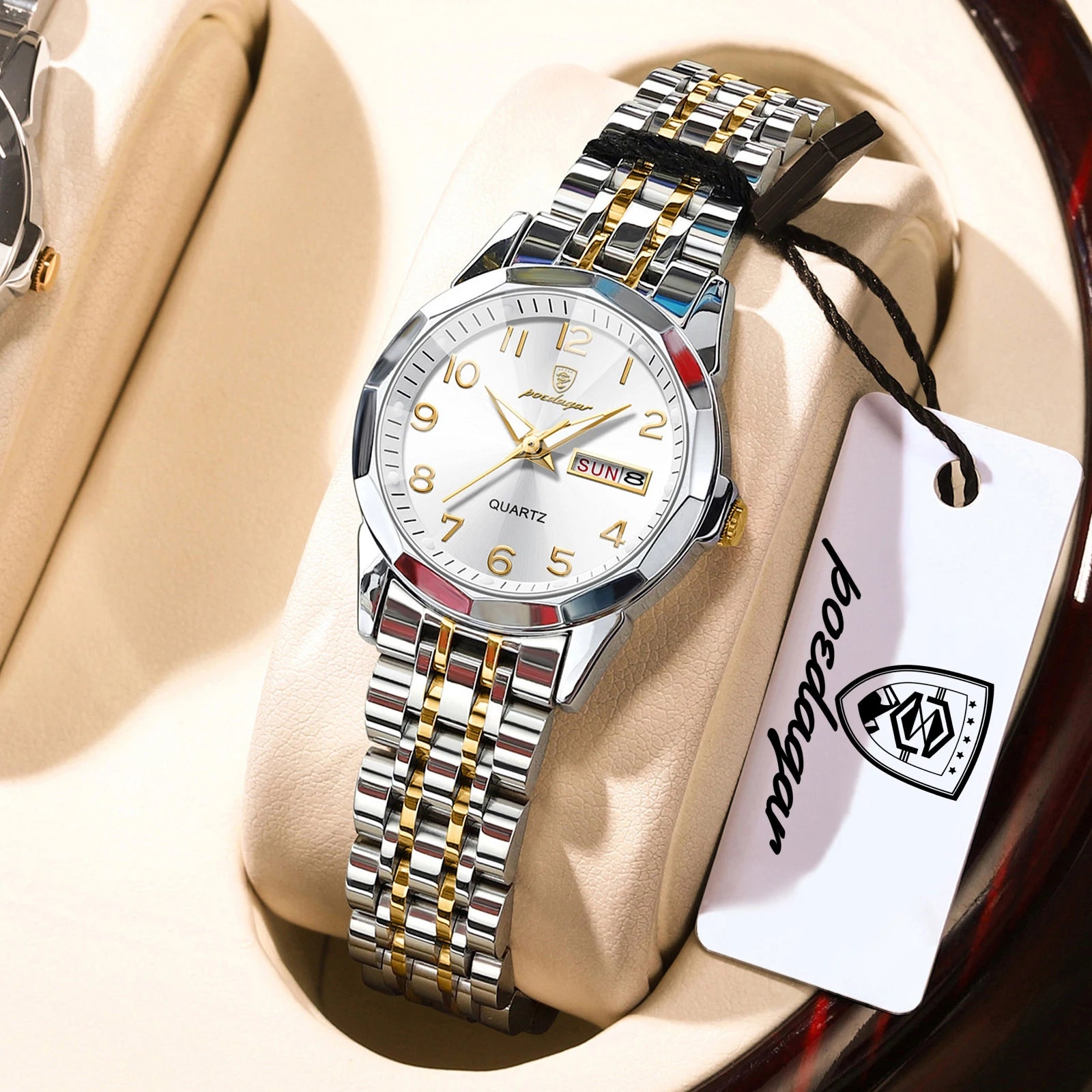 POEDAGAR Elegant Ladies Watch — Waterproof Stainless Steel Quartz Timepiece
