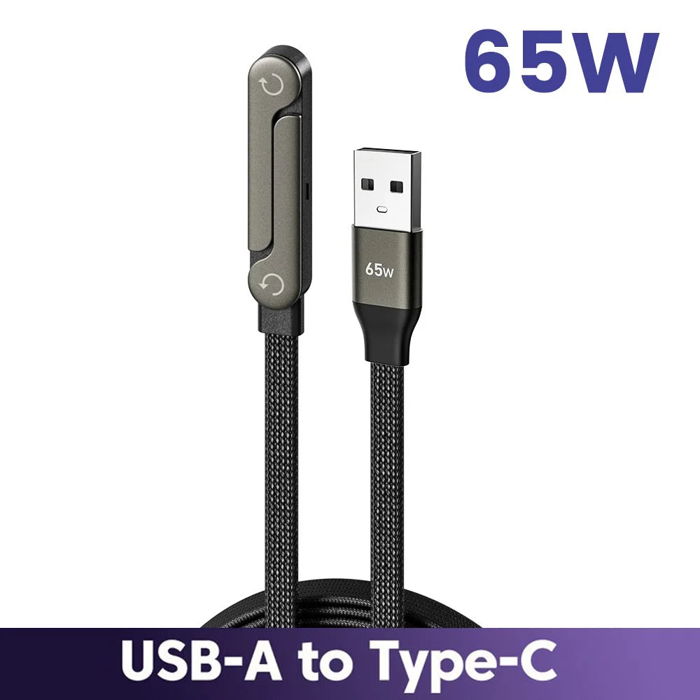 elough 65W Fast Charging Cable — 2-in-1 USB-C Data Wire with Foldable Phone Holder