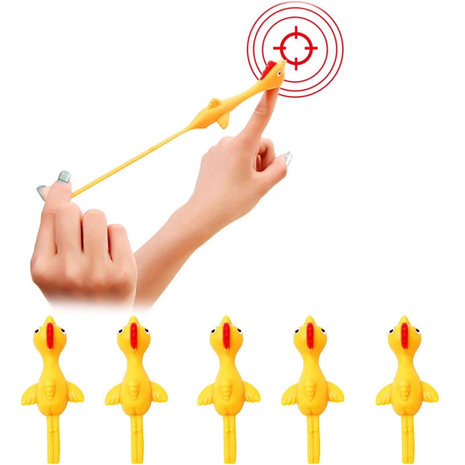 Rubber Chicken Finger Slingshot Toy — Novelty Ejection Prank Gift